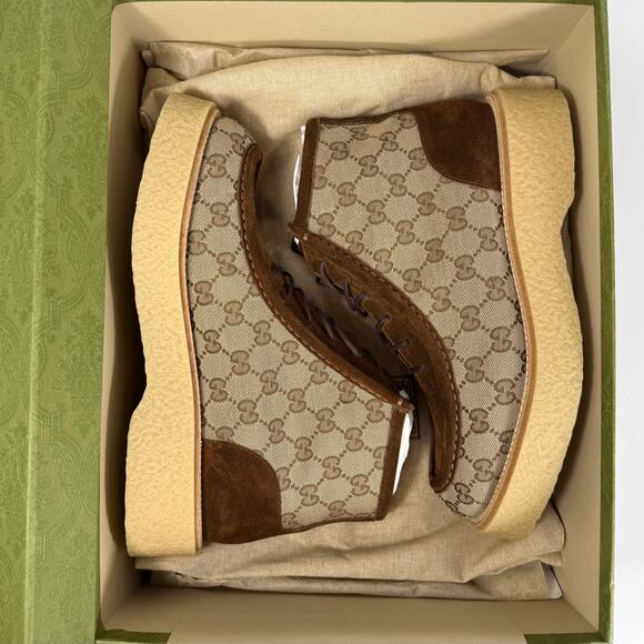 Gucci GG Canvas & Suede Lace Up Boot - Men’s 7 - Picture 2 of 8